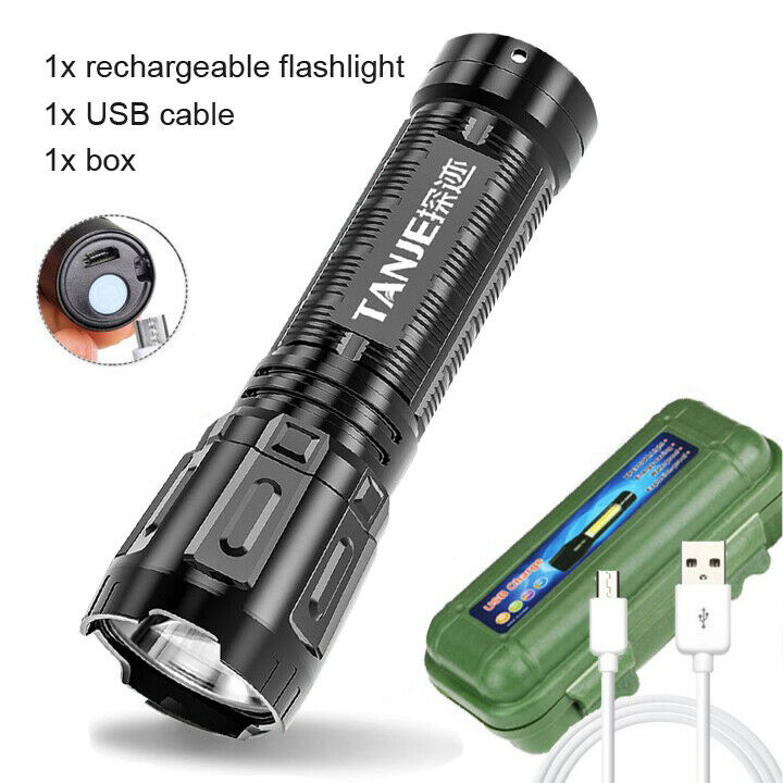 Portable Mini LED Light USB Rechargeable Flashlight High Brightness for Camping