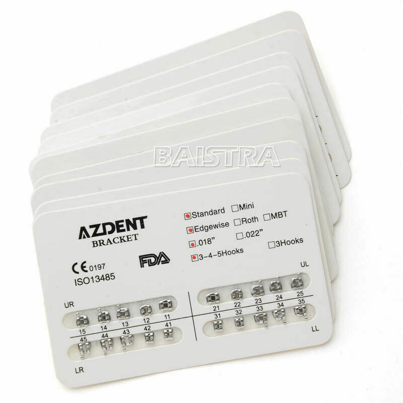 100 X Dental Orthodontics Brackets Edgewise Slot .018" & 3-4-5 Hooks AZDENT