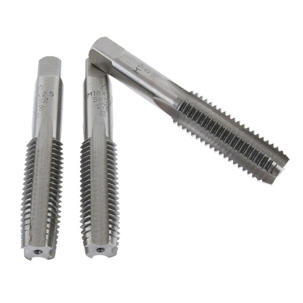 3 pcs M18x2.5 High Speed Steel Hand Tread Tap  Machine Plug Taps Set