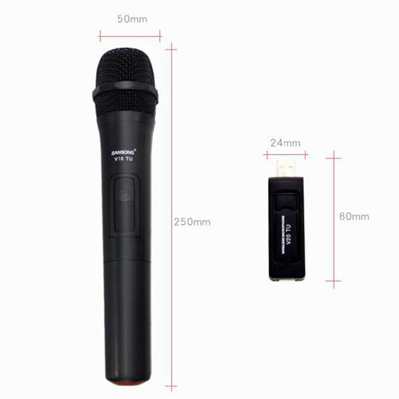 Professional VHF Portable Microphone System with USB Receiver Adapter