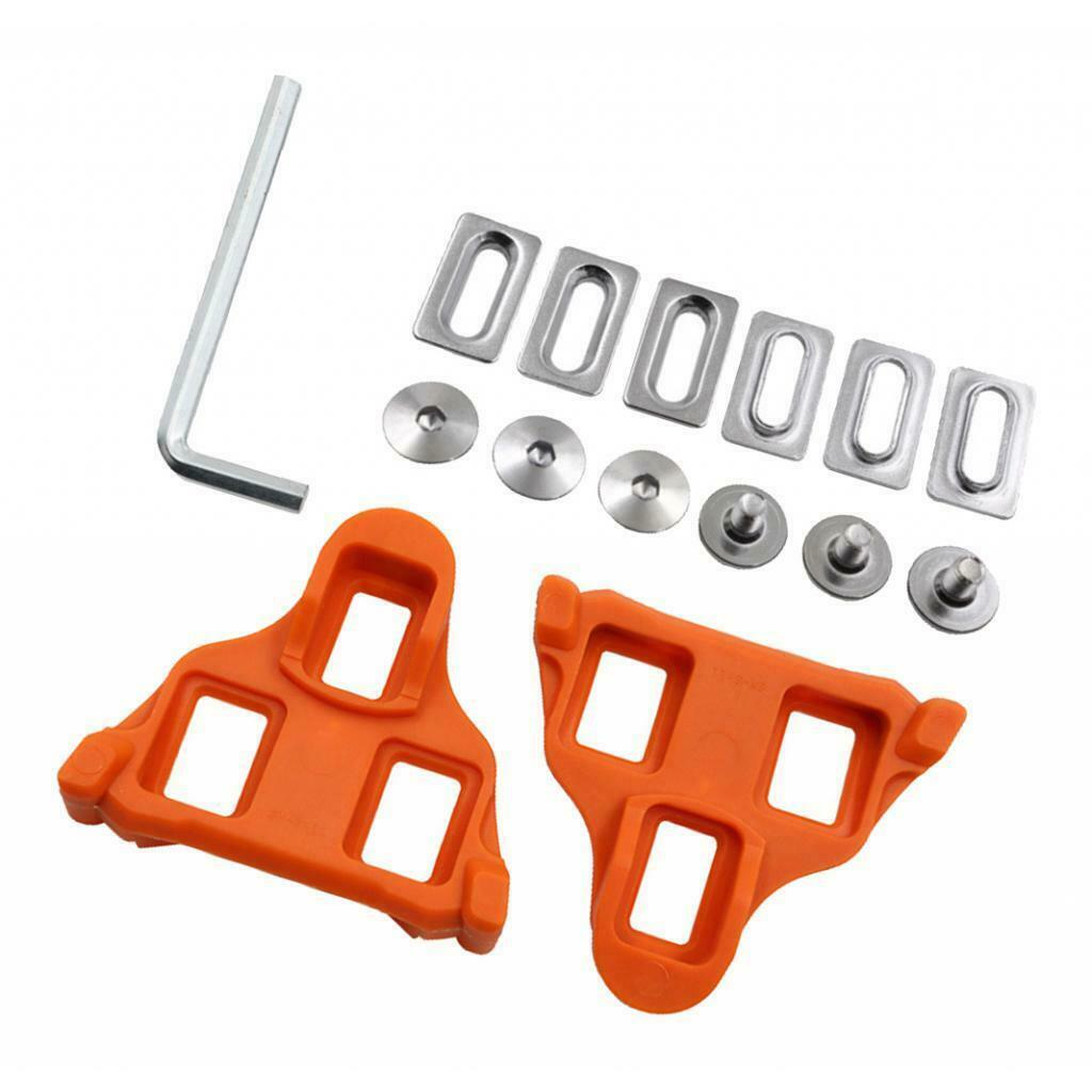 2 Pieces Anti-slip Road Bike Bicycle Pedal Cleats Set Self-locking Orange