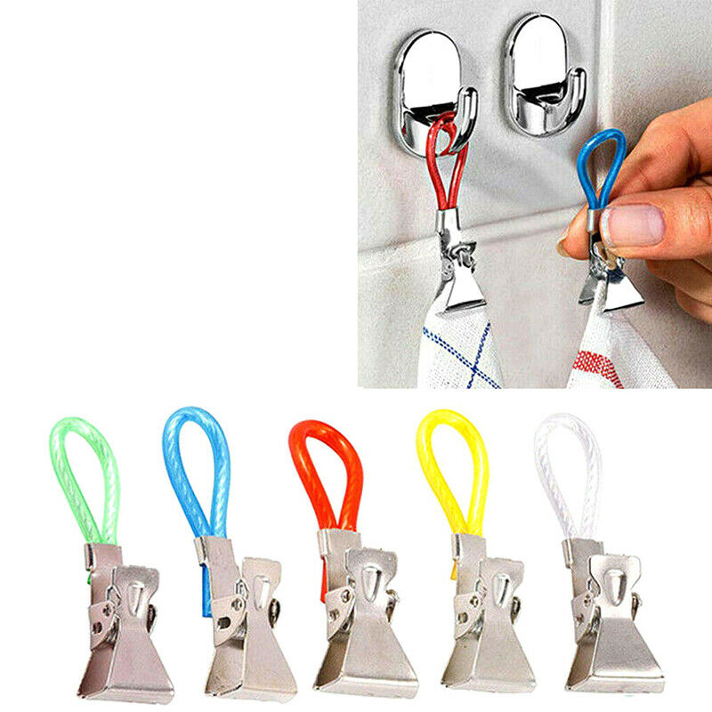 Durable Tea Towel Hanging Clips Clip On Hook Loops Hand Towel Hangers 5 liP N Pb