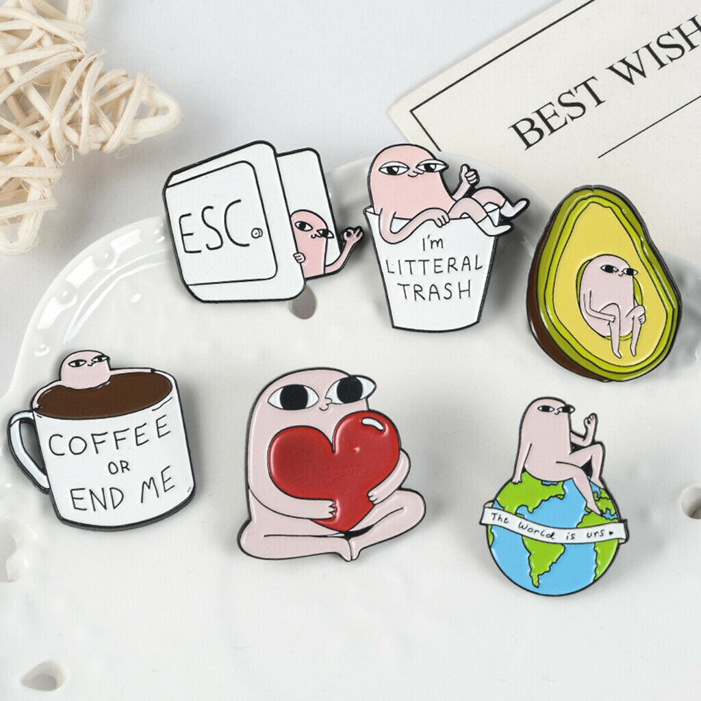 6x Cute Enamel Lapel Pin Cartoon Brooch Pin Badges for Clothes Bag Backpack