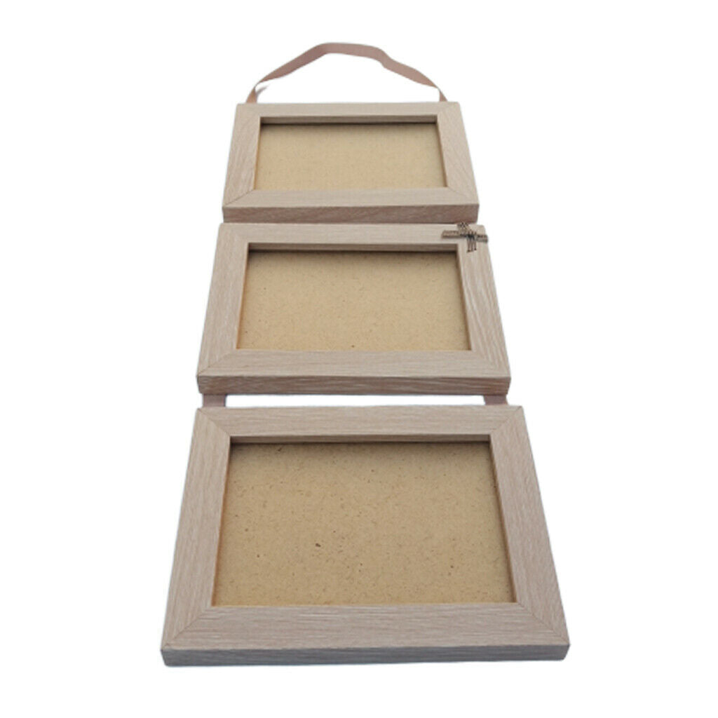Triple Wood Photo Picture Frame Wall Hanging Rustic Photo Frame& Rope Wall Decor