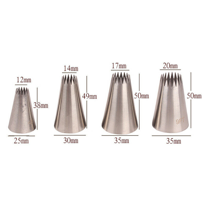 4PCs Large Icing Piping Nozzles Cake Baking Cookie Cupcake Piping Nozzle .l8