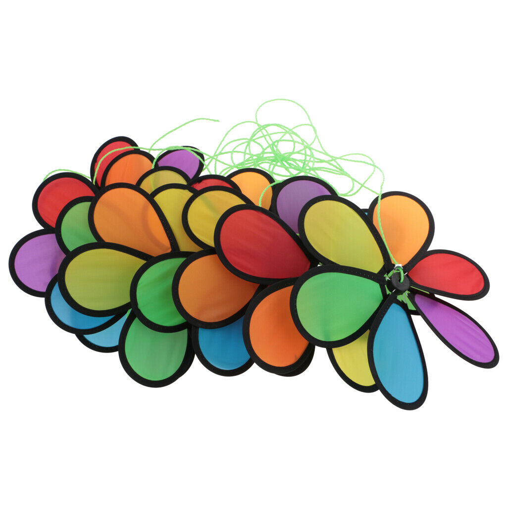 10m Fordable Rainbow Flower Windmill String Whirligig Wheels Garden Camping