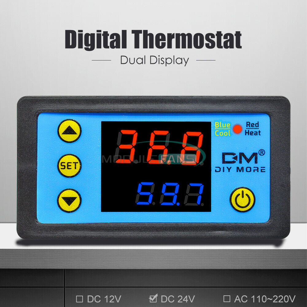 Red+Blue W3231 Dual Display LCD DC24V Digital Thermostat Temperature Controller