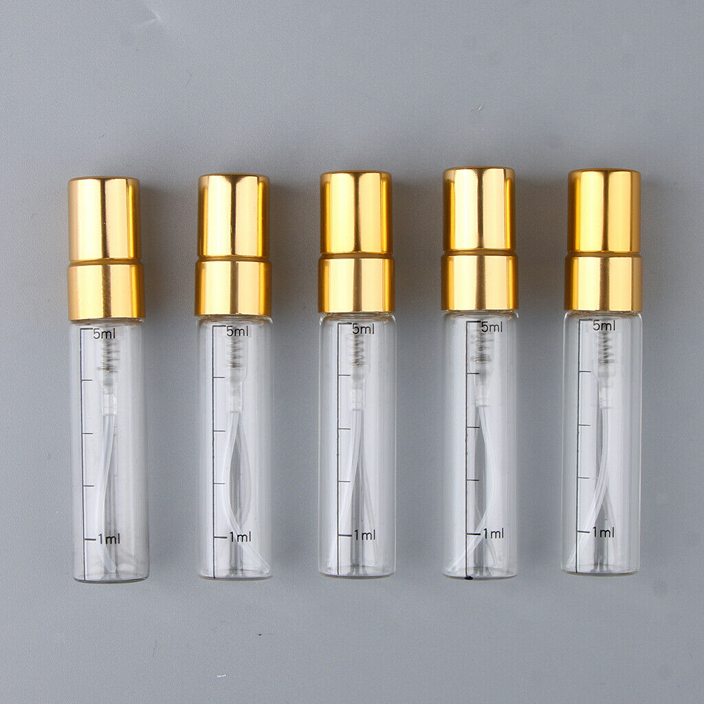 15Pcs/set Empty 5ml Refillable Perfume Bottles Pump Spray Tube Glass Vials
