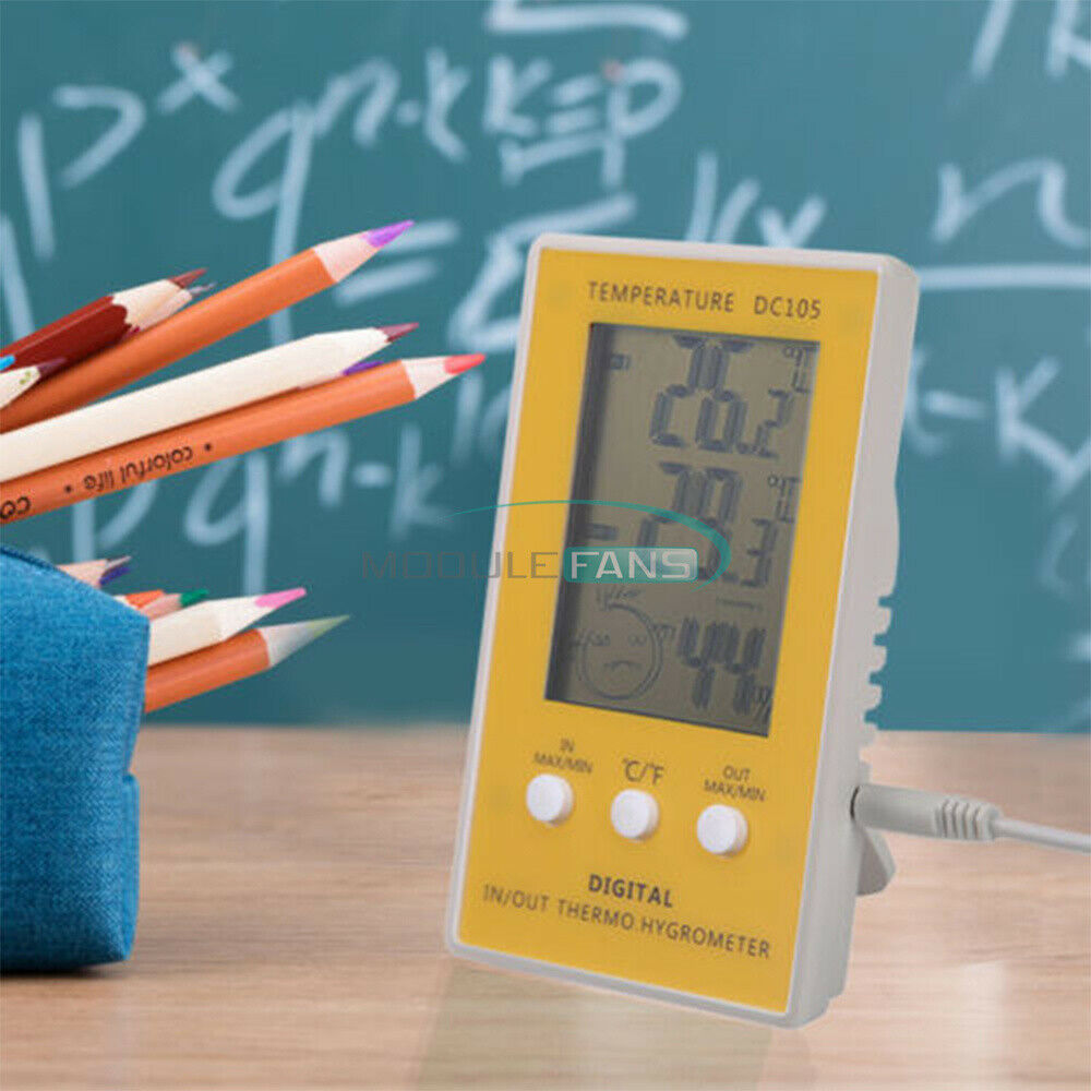 Digital DC105 LCD Indoor/Outdoor Humidity Hygrometer Thermometer Meter  Cable