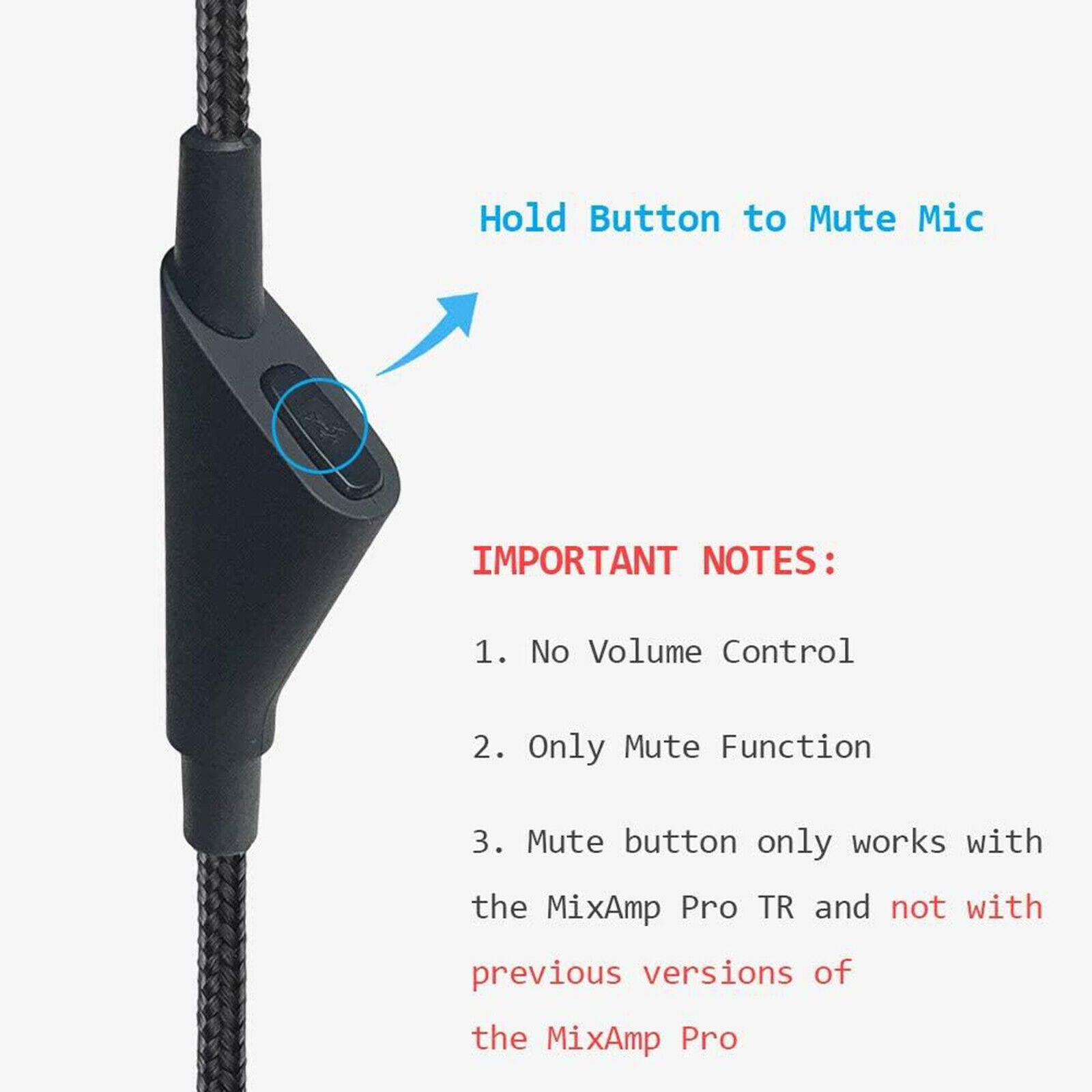 2 Meter Audio Cord Cable Volume Control for Astro A10 A40 A40tr Headset