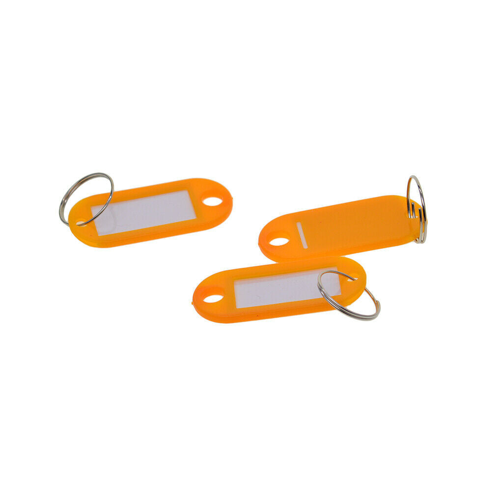 50x Plastic KEY TAG Alloy Ring For ID Tag Card FOB Label Car Identity Orange