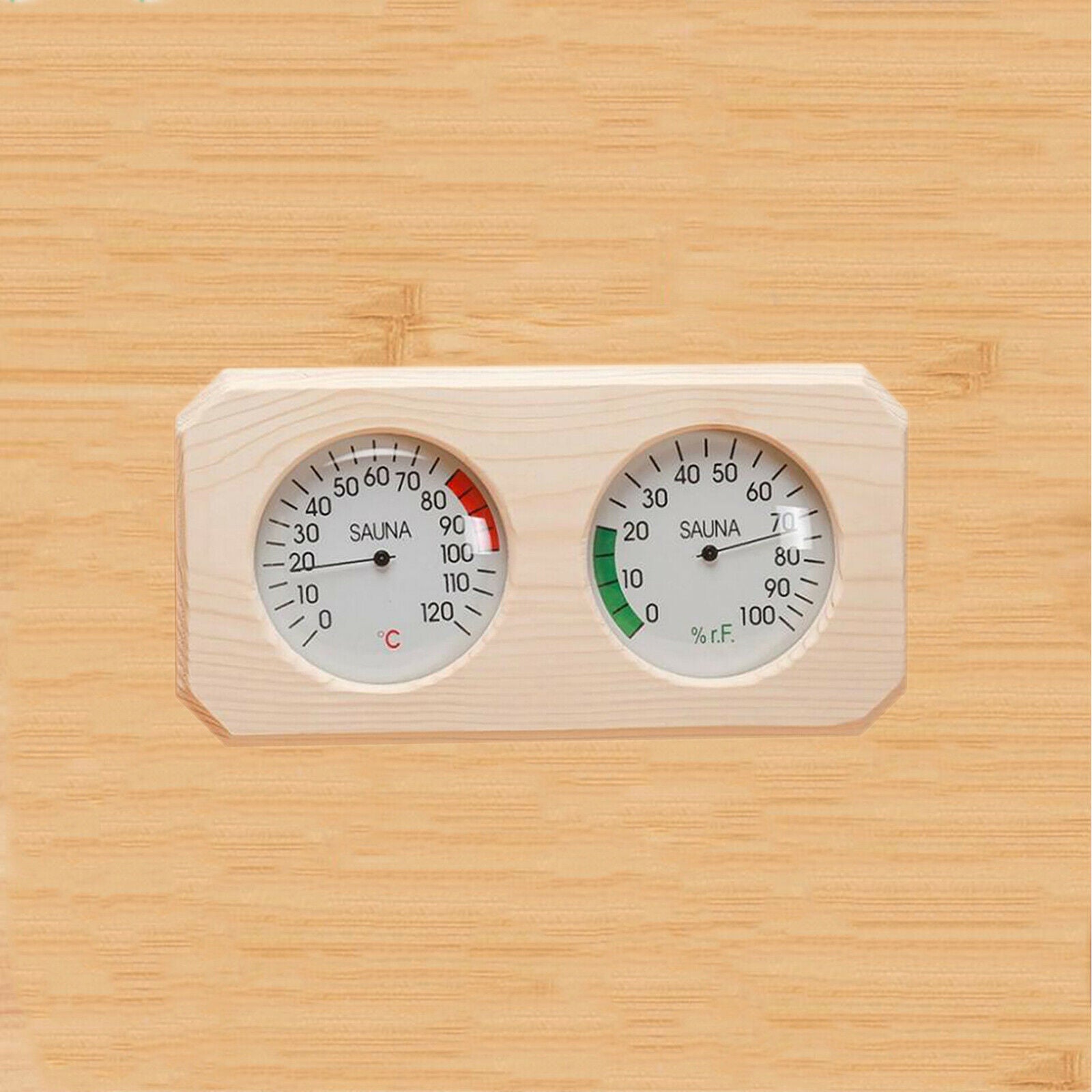 2 in 1 Pine Wooden Humidity Temperature Sauna Hygrothermograph Thermometers