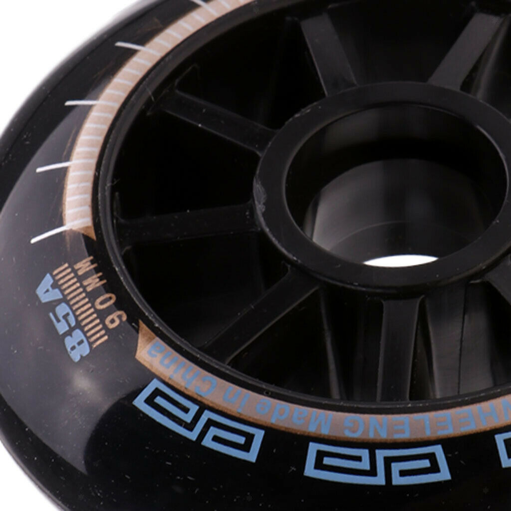8X Speed Skating Wheels Outdoor Indoor Inline Skate Wheels Tool 90mm Black