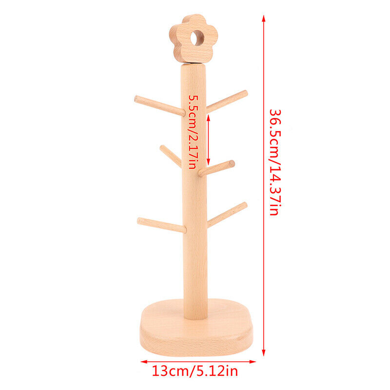 Coffee Tea Cup Rack Storage Stand Home Kitchen Mug Hanging Holder Shelf WoodBDA