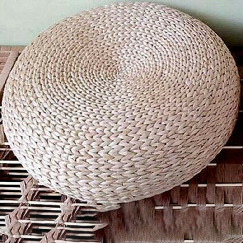 Straw Cattail Round Cushion Floor Mat Pouf Handmade Yoga Seat Mat 40cm