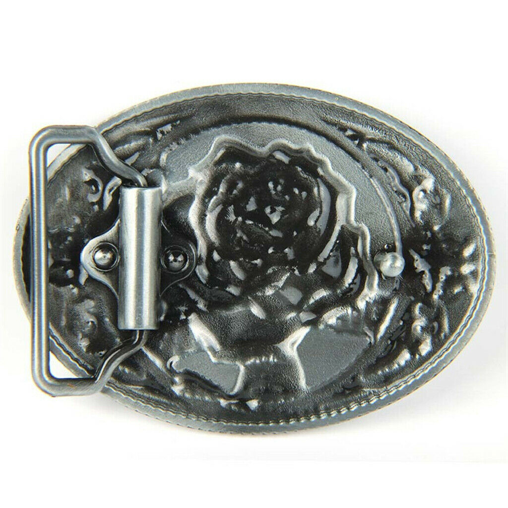 2pcs Retro Classic Belt Buckle Alloy Rose Flowers Carved American