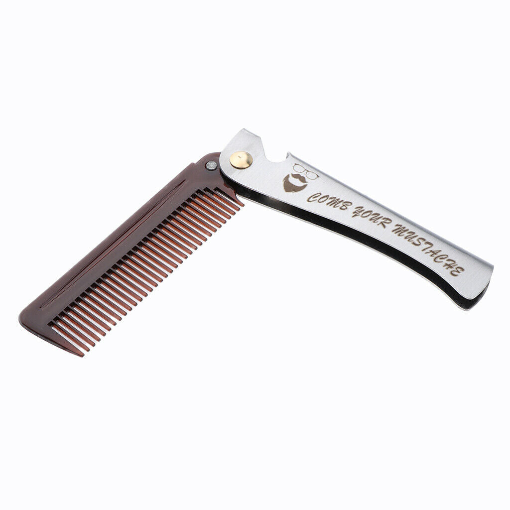 2 Pieces Fine Tooth Folding Brush Combs for Men Hair, Beard, and Mustache