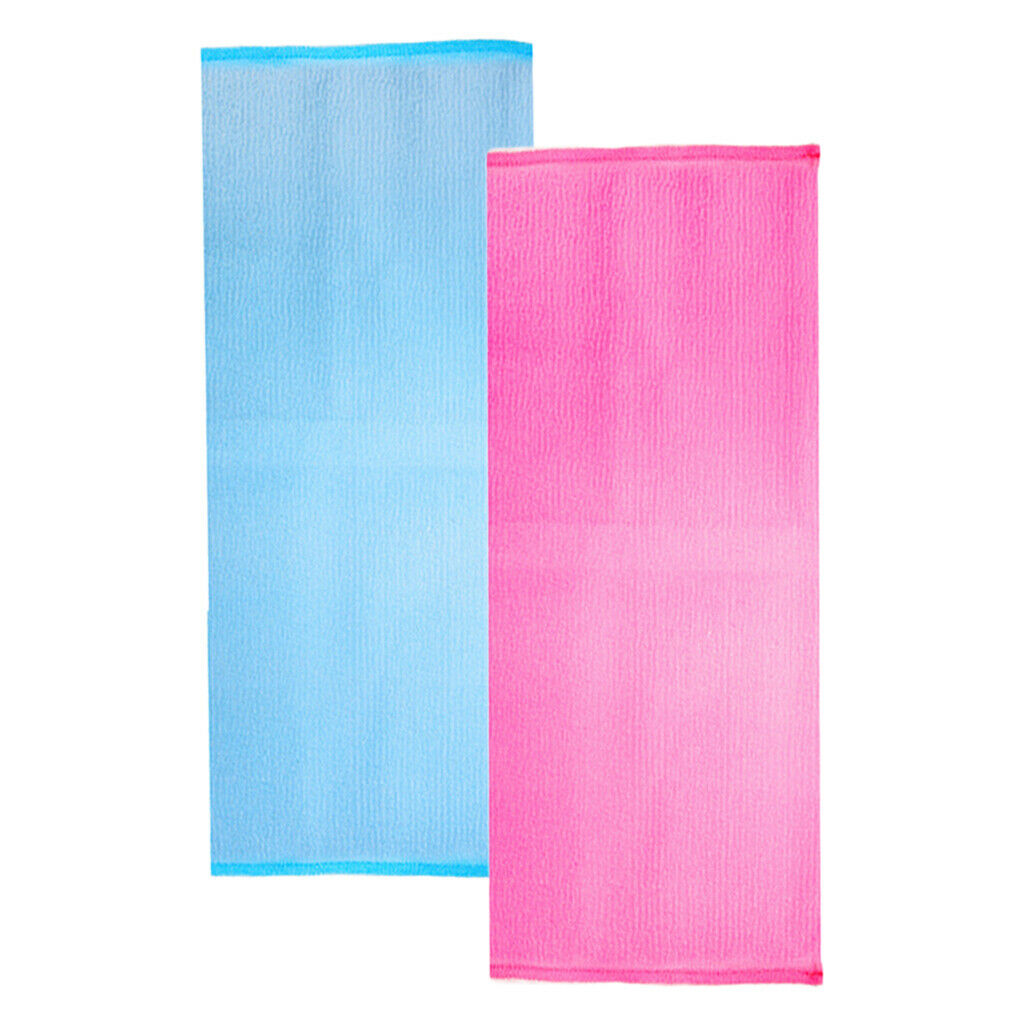 Lots 2 Soft Long Exfoliating Back Strap Bath Cloth Adults/Kids Red+Blue