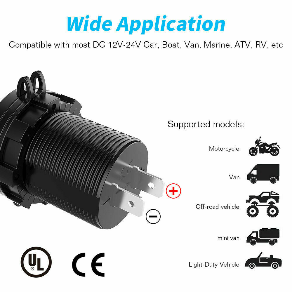 3.0 USB-C Car Charger USB Quick Charge TypeC Charger Socket 12-24v for Car Truck