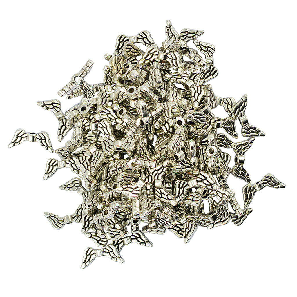 100Pcs Wings Charms Pendants Dangles Beads Necklace Earrings Beading Jewelry