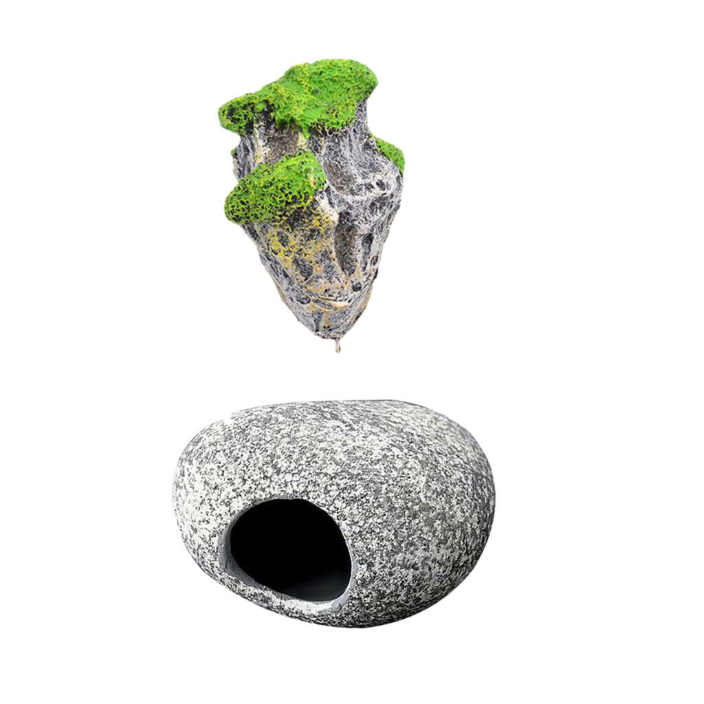 Aquarium Floating Rocks Fish Stone Cave for Fish Tank Decor Ornaments Combo