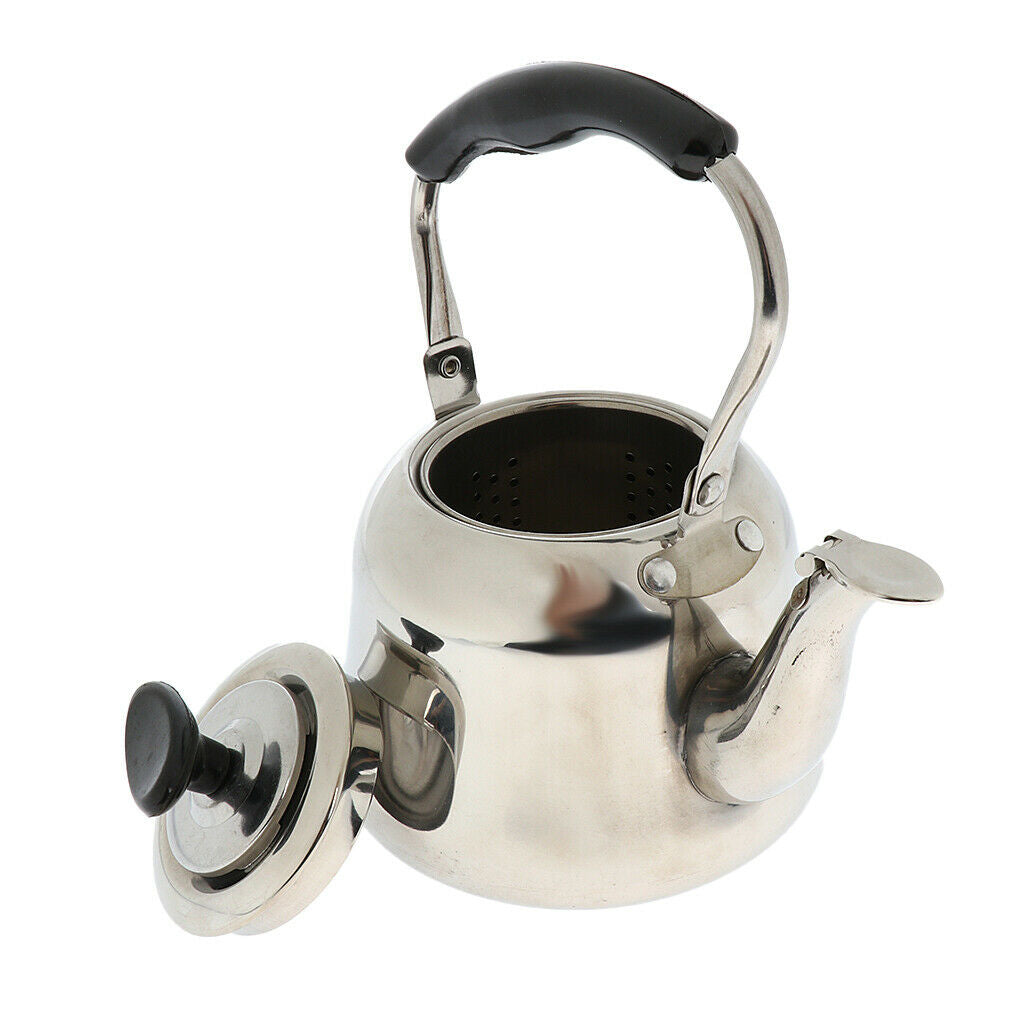 Whistling Kettle Stainless Steel Camping Kitchen Tea Coffee Water Pot, 1L
