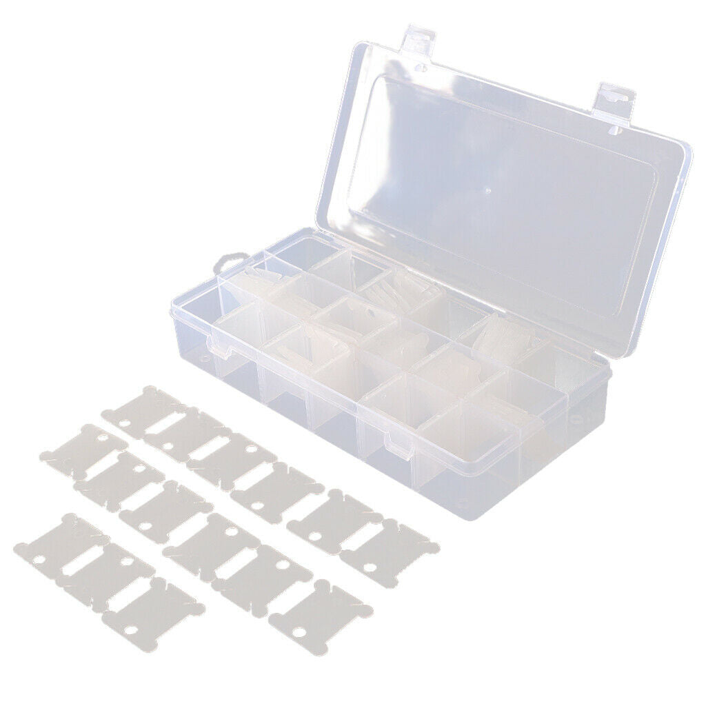 100 Pieces Spool Floss Bobbins With Plastic Box For Cross Stitch Embroidery,