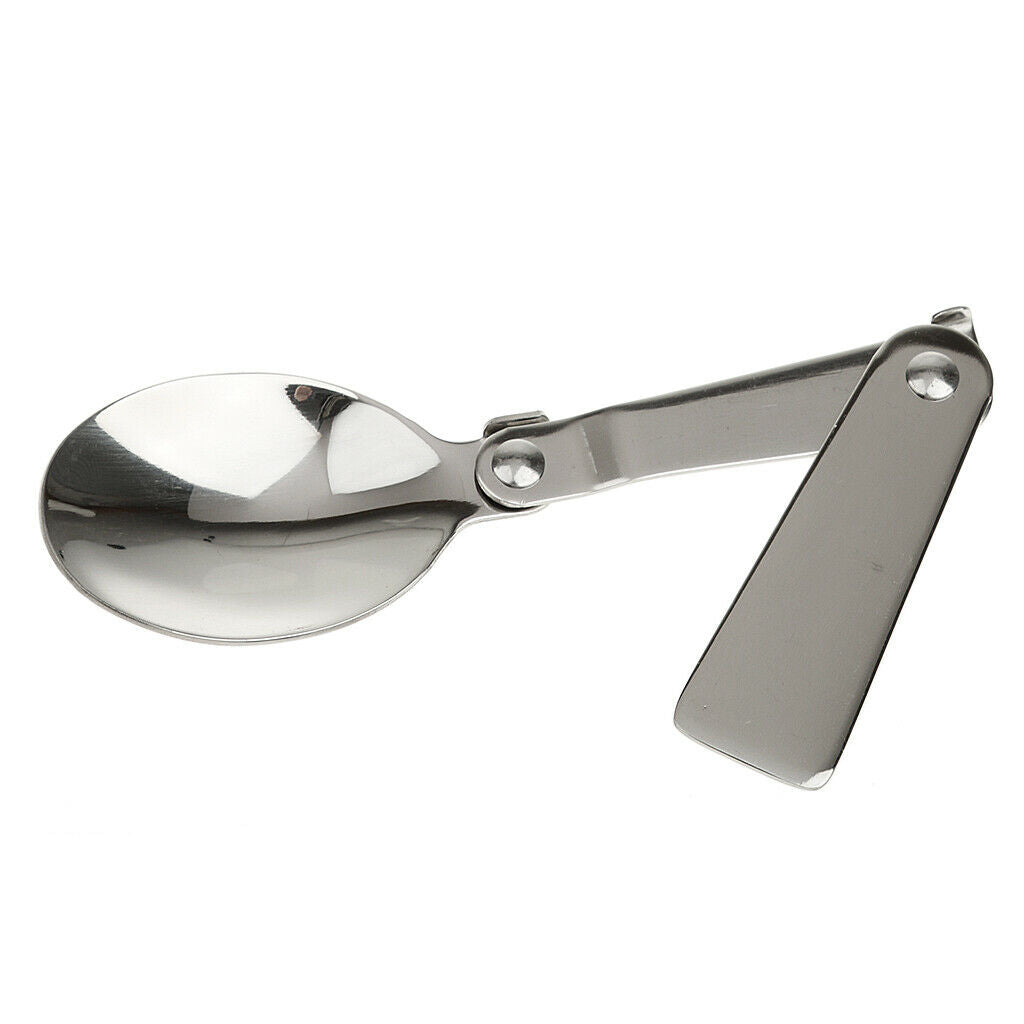 Stainless Steel Outdoor Foldable Spoon Tableware for Cookout Picnic 16cm