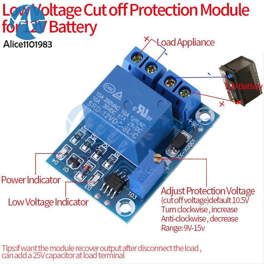 5PCS 12V Battery Low Voltage Cut off Switch Controller Protection Module