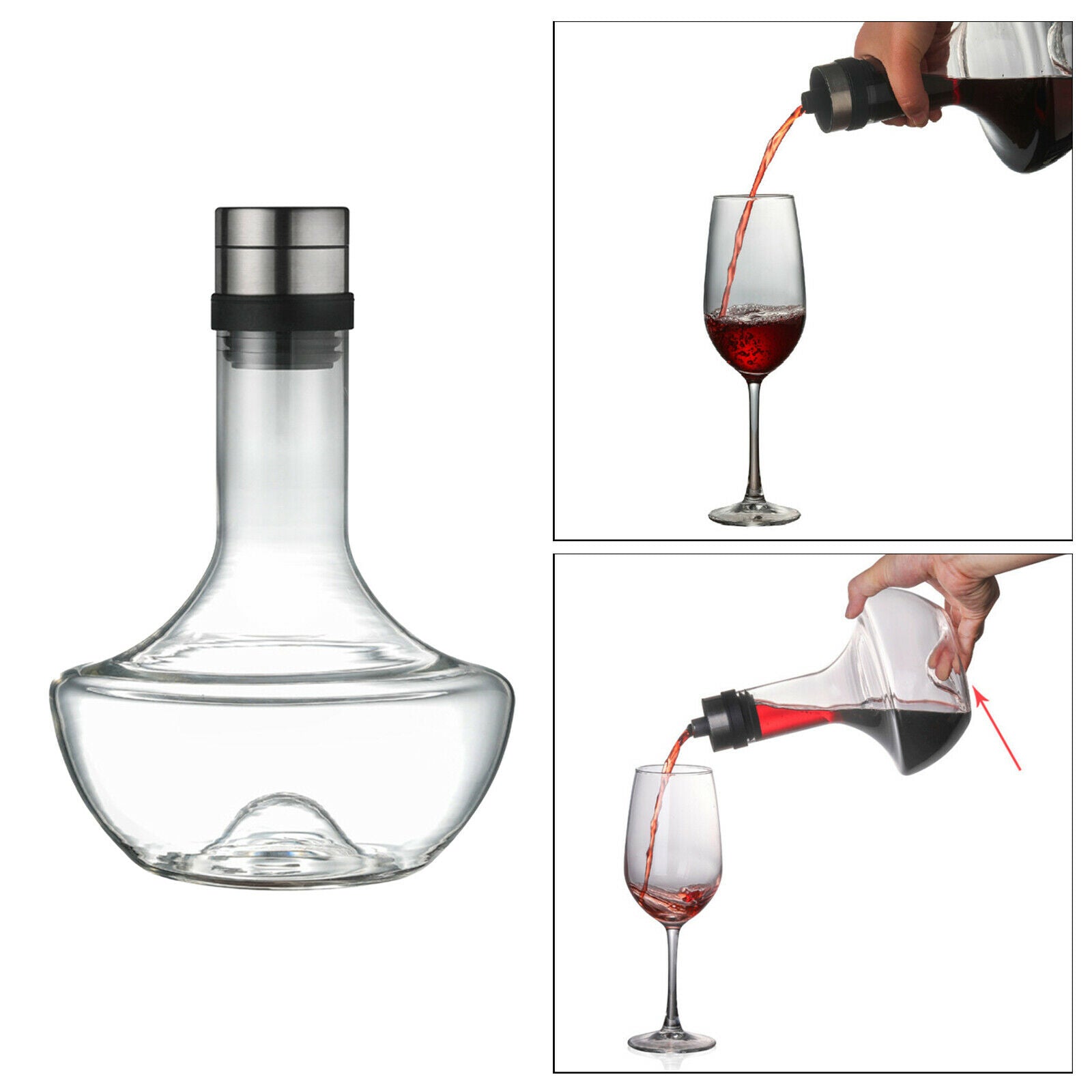 Sophisticated Wine Decanter Hand Blown Lead Free Crystal Carafe with Stopper