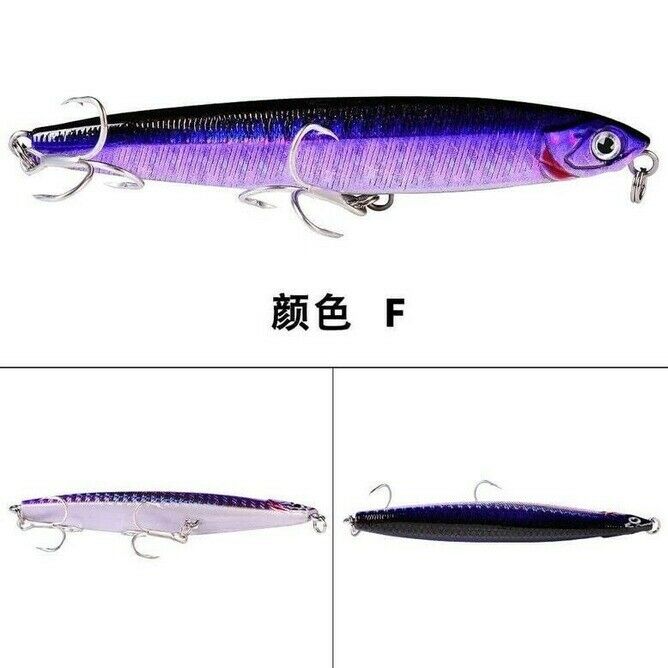 7x 15cm/18g Pencil Sinking Casting Fishing Lures ABS Bait Swimbait Groove Hook
