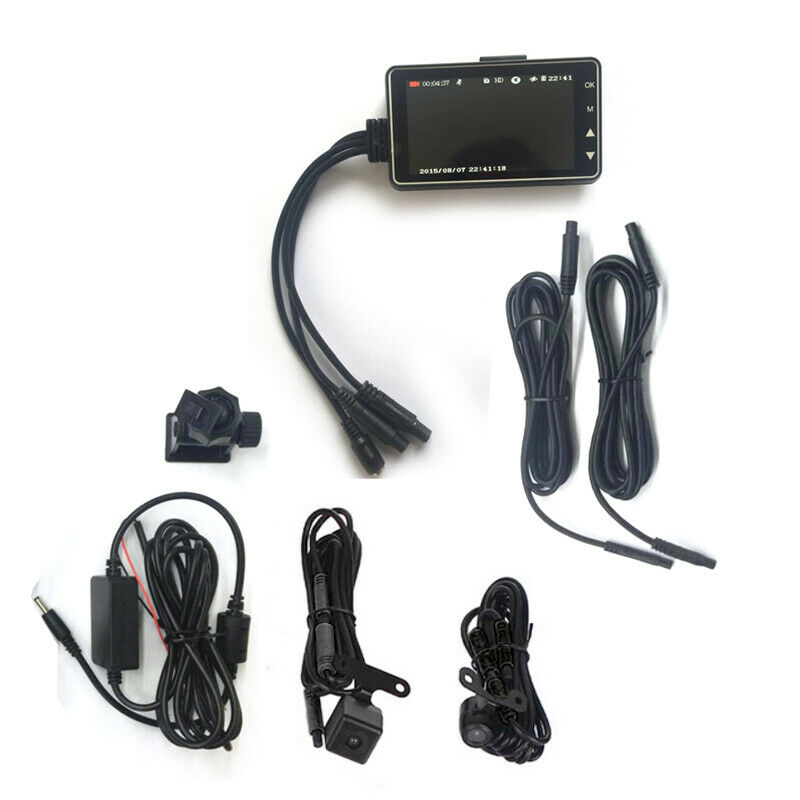 3'' LCD Dual Action Camera Motorcycle DVR Video Recorder Dash Driving Camcorder