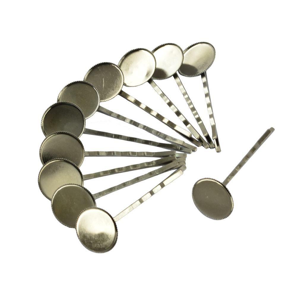20Pcs Brass Hair Slide Clips Cabochon Setting Blanks Tray Findings DIY Craft