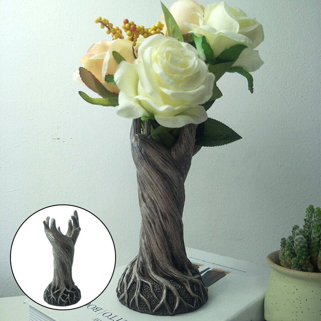 Tree Trunk Shape Statue Flower Planter Garden Plant Pot Art Flowerpot Decor
