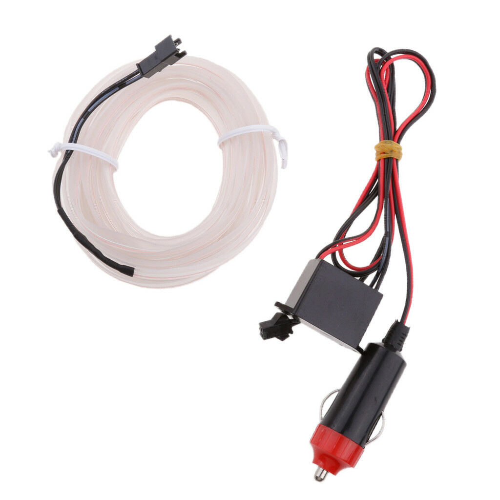 Car Party White Neon Cold Light EL Wire Strip and 12V Drive Inverter 5M