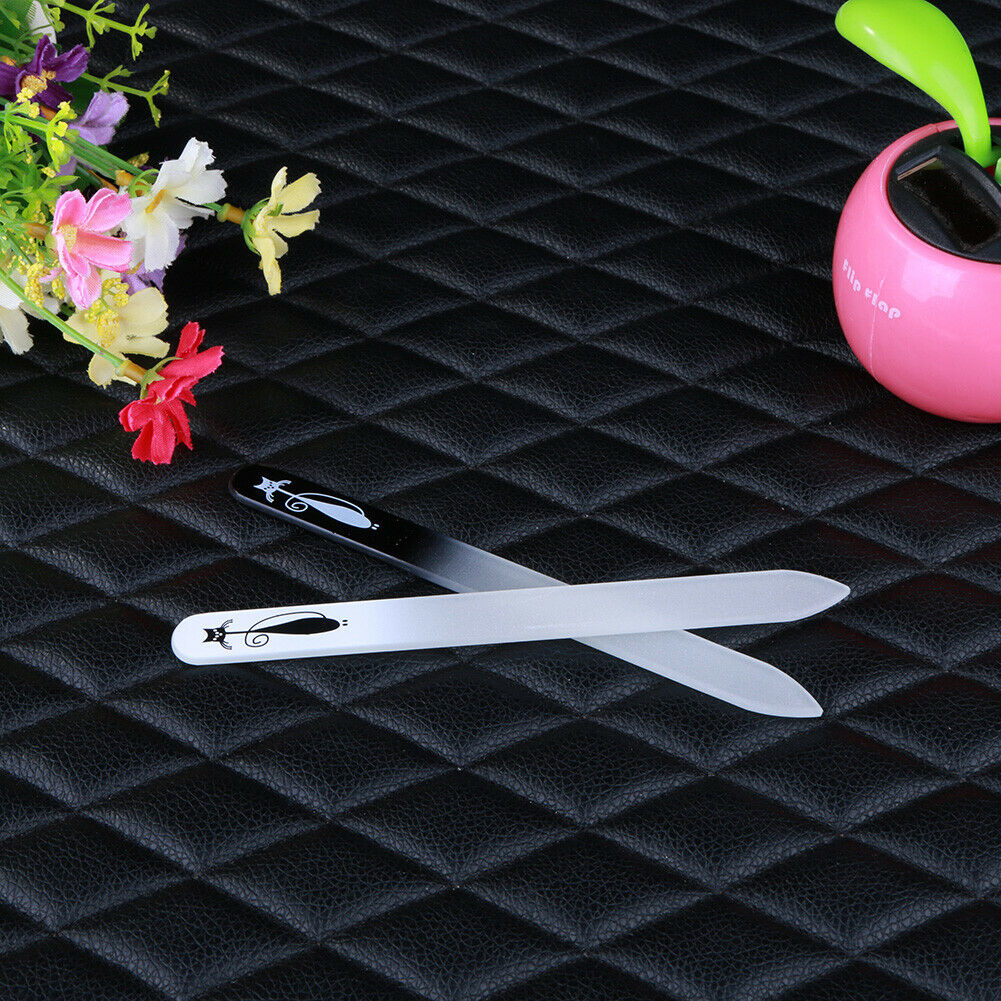 2pcs/set Printed Double Sided Glass Nail File Manicure Polishing Nail Tools @