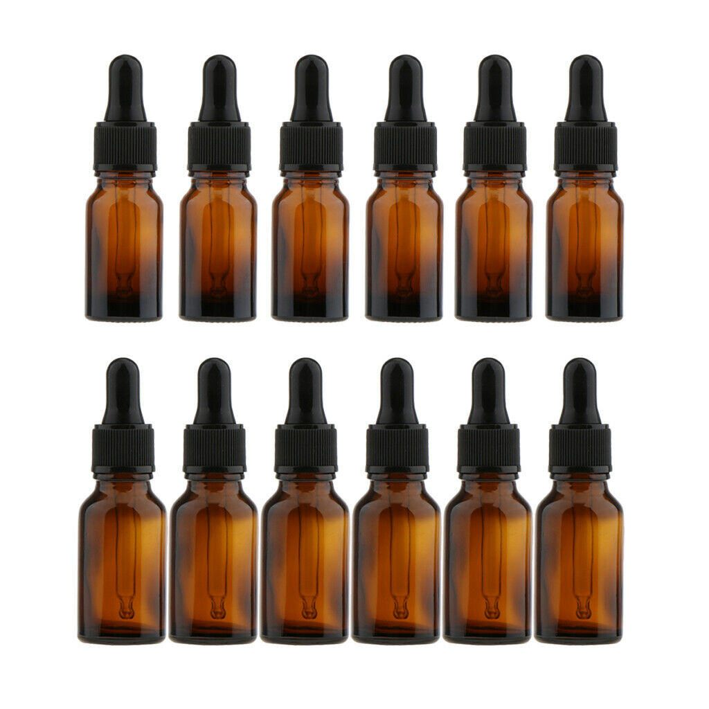 12X Empty Glass Refill Eye Dropper Bottle Essential Oil Perfume Pipette Vial