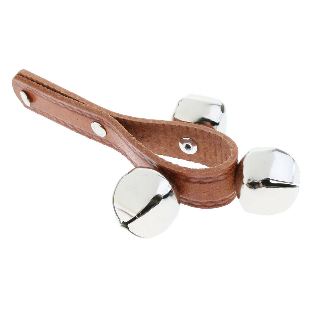 Jingle Bells Musical Instrument with Leather Strap for Baby Kids  3 Bells