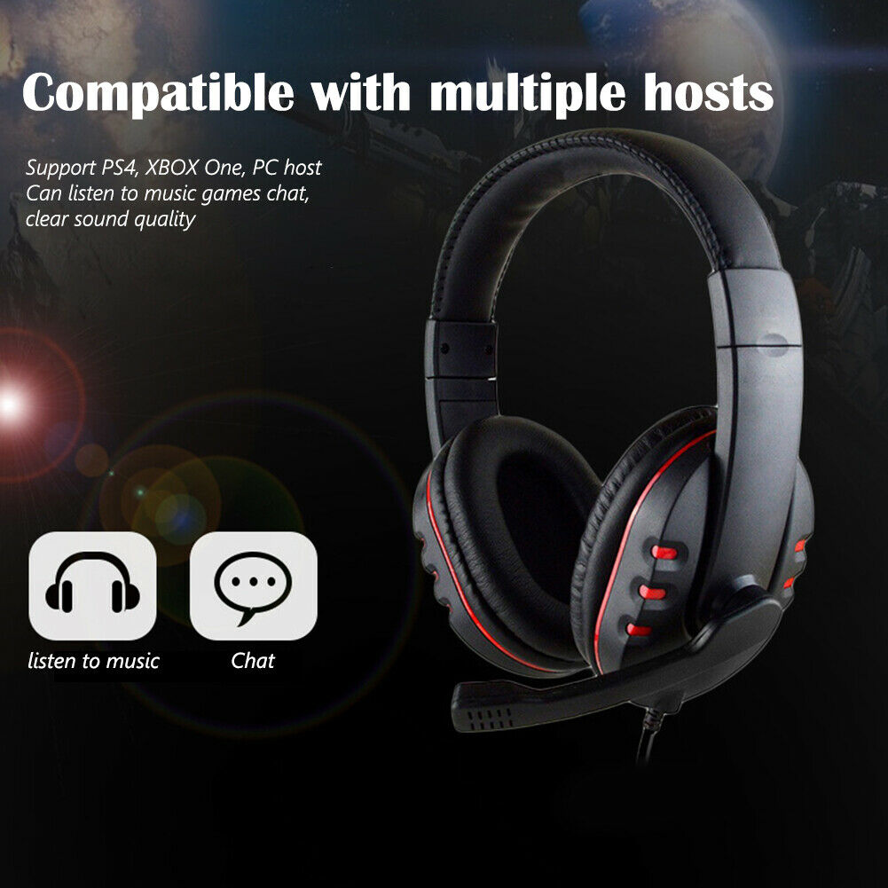 3.5mm Wired Gaming Headset Over Ear Headphones w/ Mic for PS4 Xbox One PC Gamer