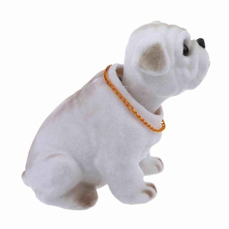 White Light Gray Shaking Head Nodding Bulldog Dog Decoration for Car E1Y8Y8