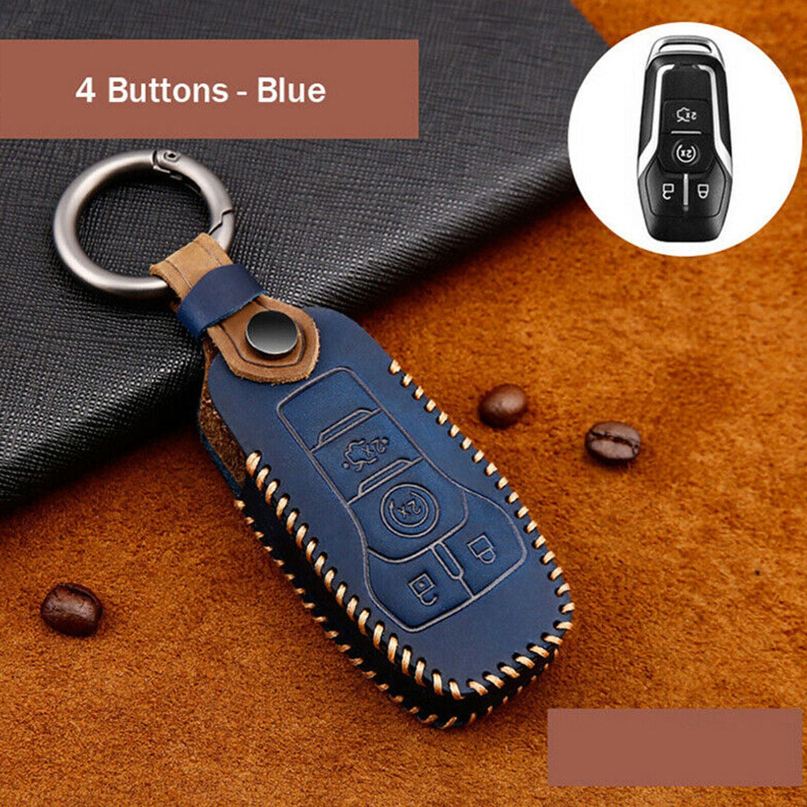 Real Leather Car Remote Key Fob Case Cover Bag Fit For Lincoln MKZ MKC MKX