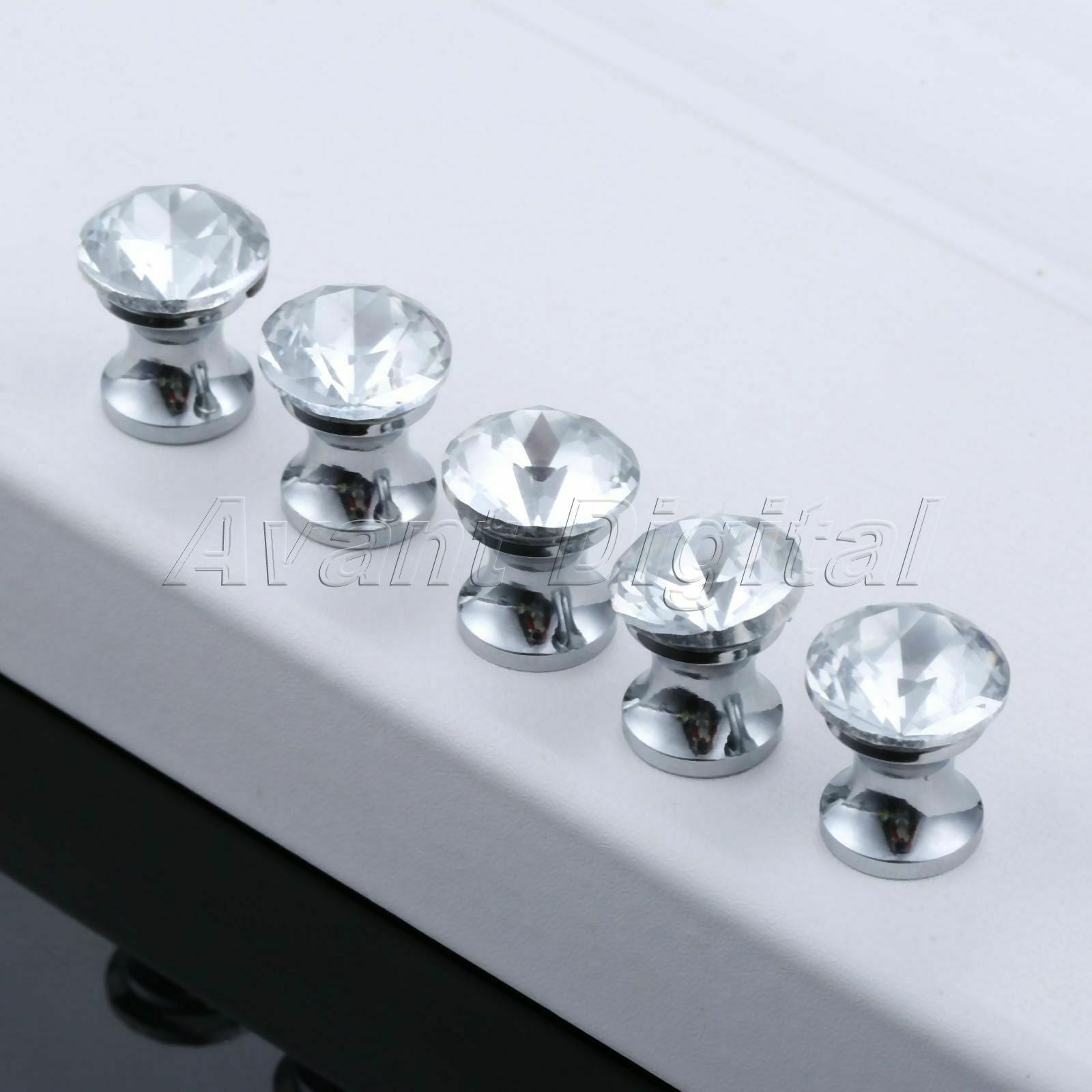 5Pcs Clear Diamond Shape Drawer Cabinet Crystal Glass Handles Door Pull Knobs