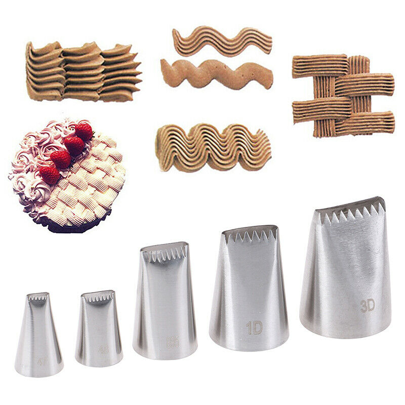5pcs Basket Weave Tips Icing Piping Nozzle Stainless Steel Writing Tube Nozz3CBD