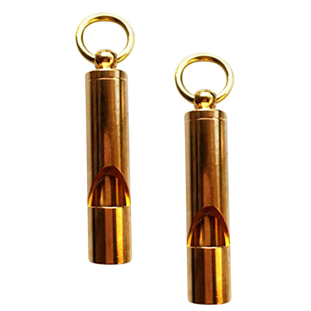 2Pcs Durable Soild Brass Safety Whistle for Scuba Diving Camping Outdoor Water