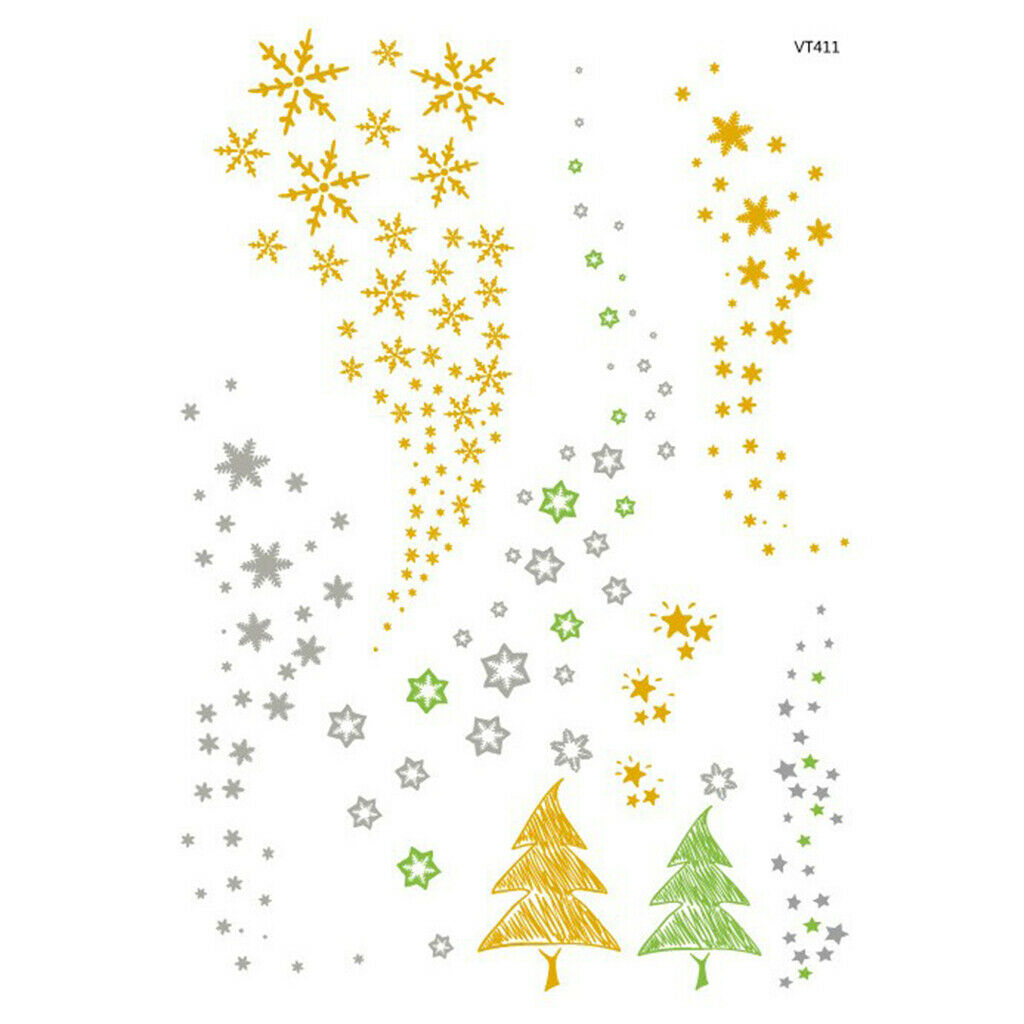Set of 8 Colorful Adults Christmas Tattoo Transfer Stickers Xmas Elk Decals