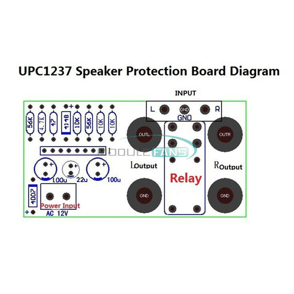 AC12-16V Dual Channel UPC1237 Speaker Protection Board PCB Delay DC Circuit