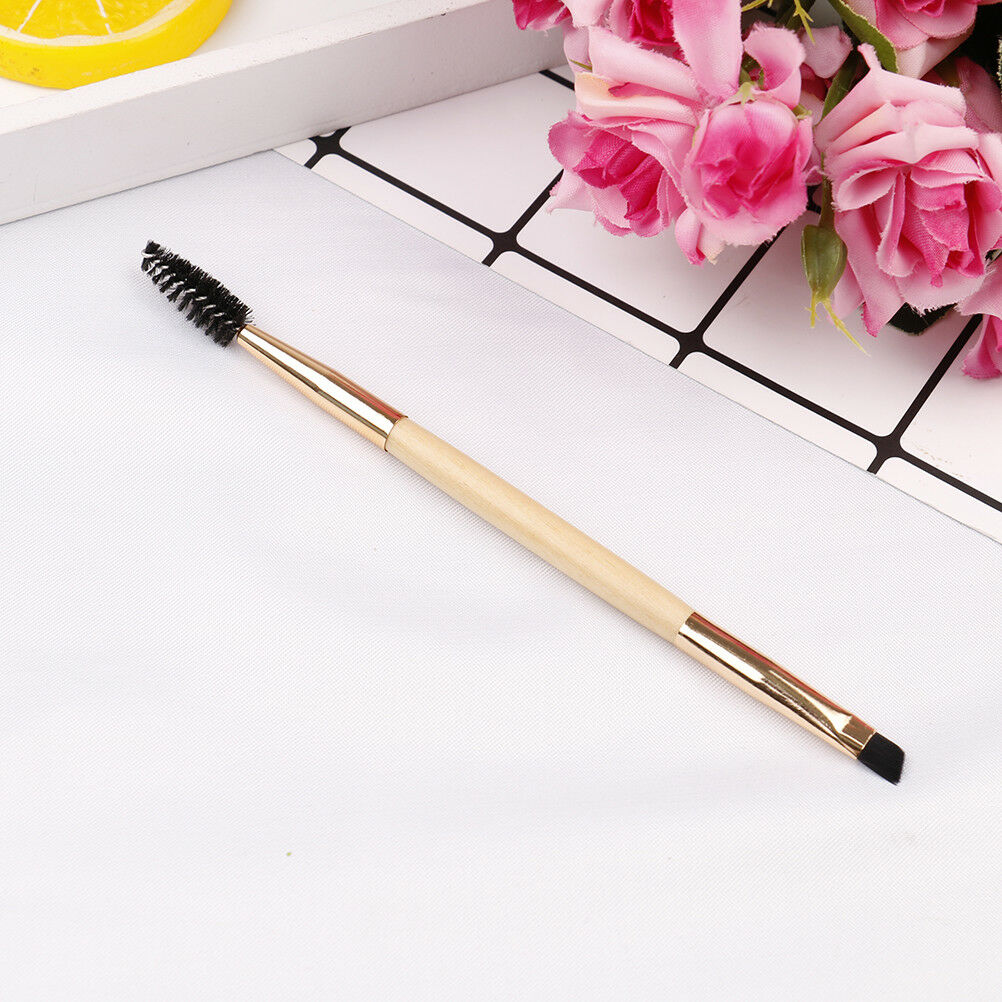 Pro makeup tools bamboo handle double eyebrow brush + eyebrow comb brushe.l8