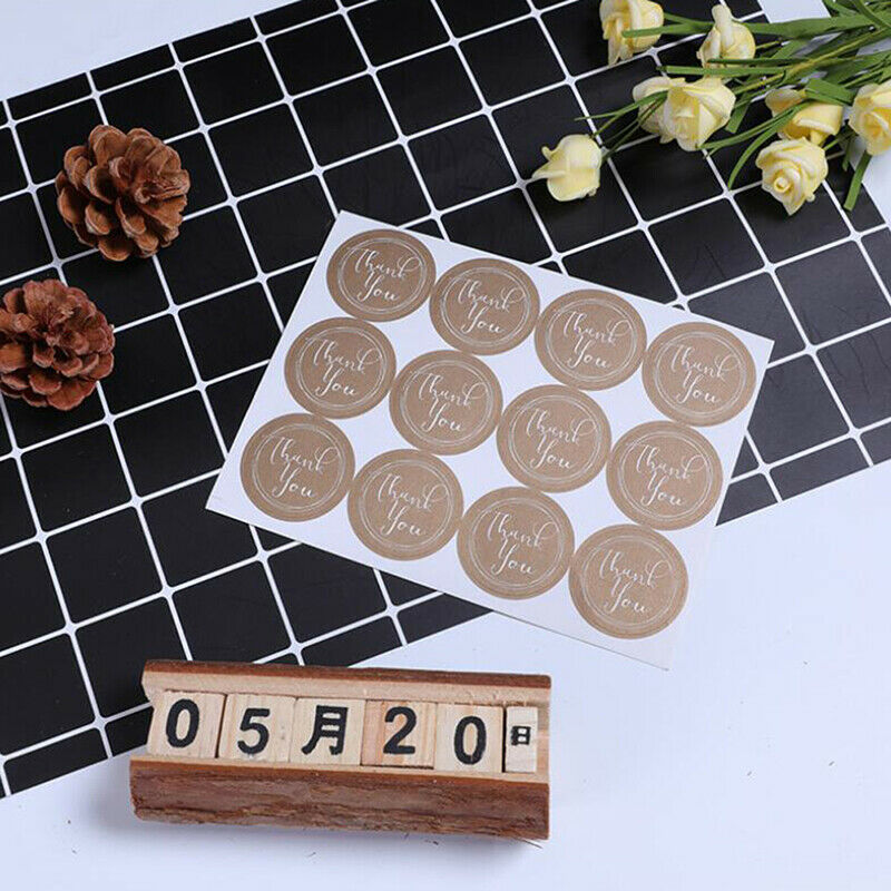 120Pcs Round Thank You Kraft Paper Stickers Cake Gift Packaging Labels Se.l8