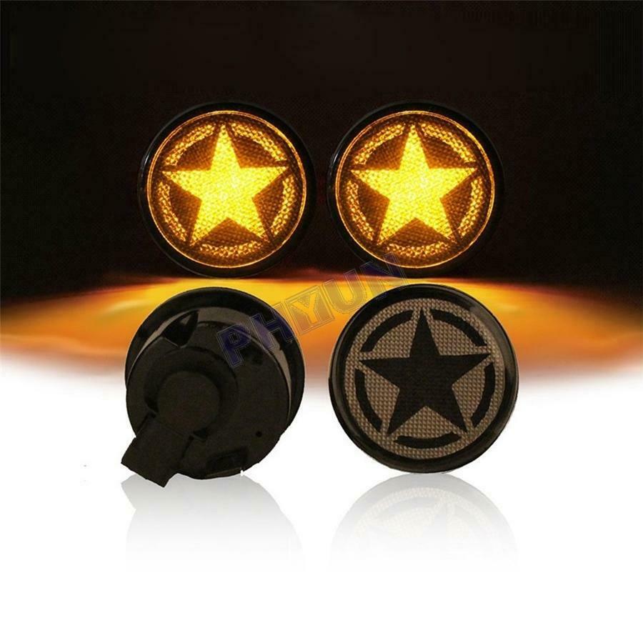 For 2007-18 Jeep Wrangler JK LED Smoke Turn Signal Lights Five Star Style 2Pcs
