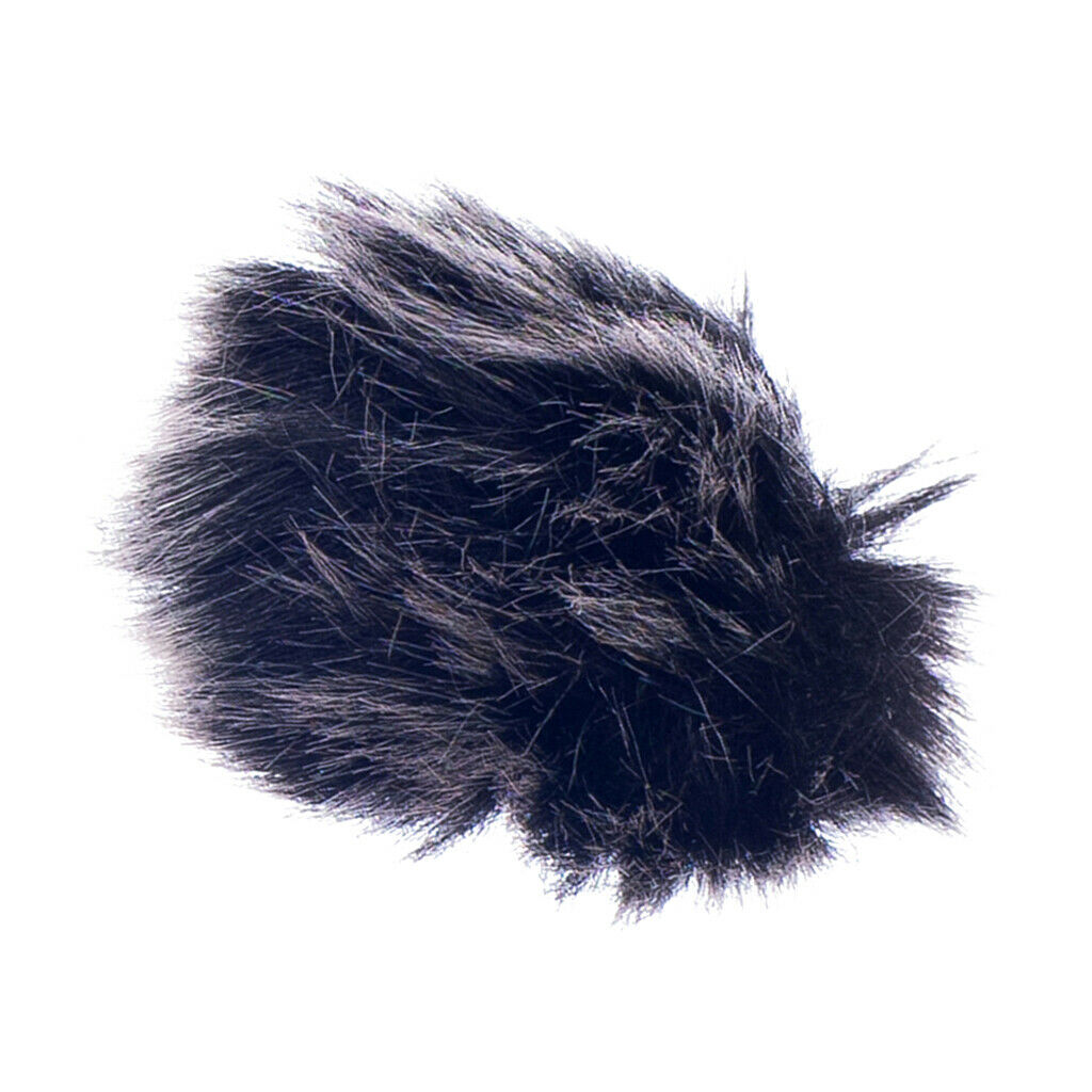 Black Standard-Size Fur Microphone Windscreen for Lapel Lavalier Mic 1.5mm